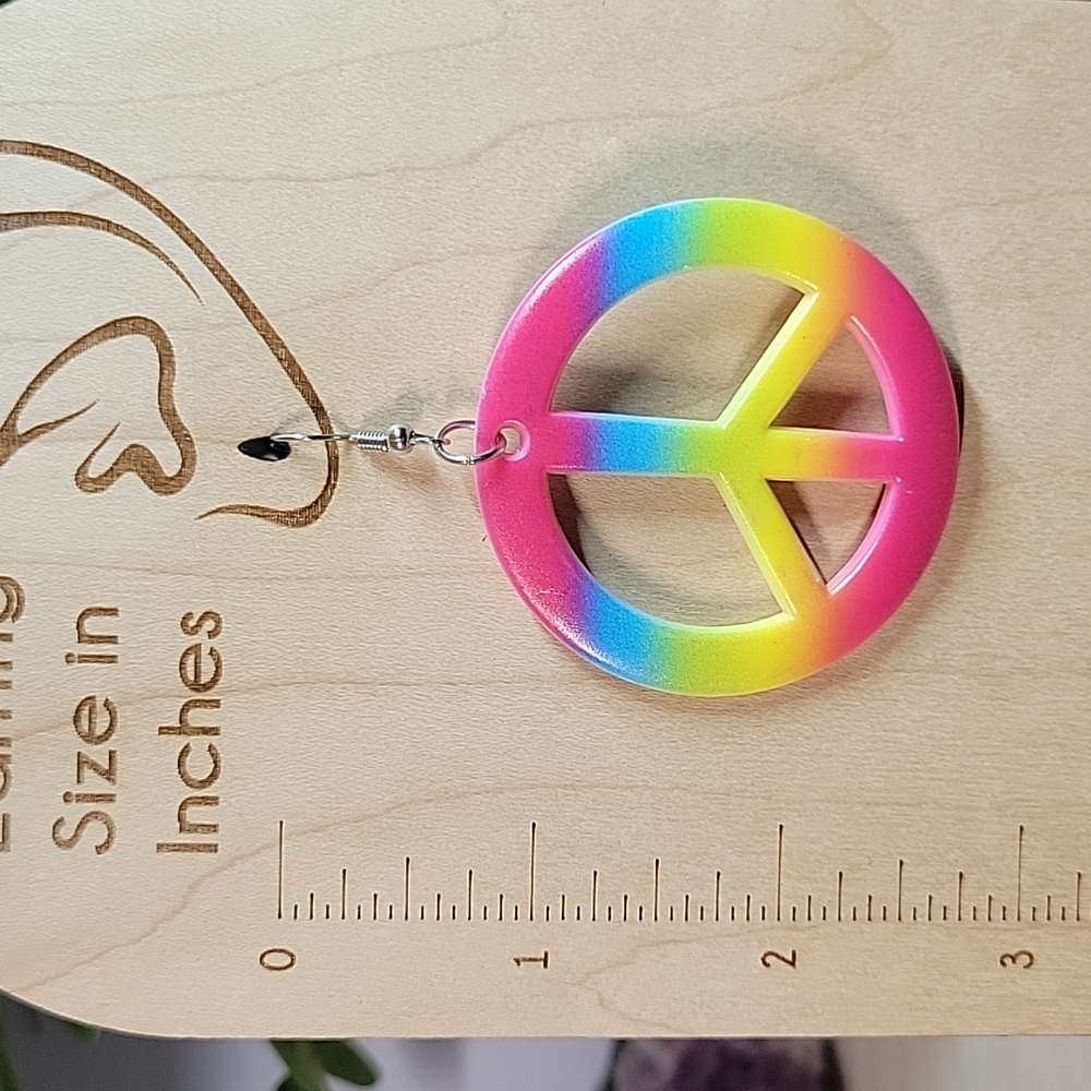 Peace Sign Ombre Drop Earrings - Picture 2 of 4